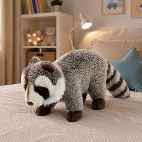 Pluszowy Szop Maskotka Przytulanka Realistyczny Szary 45 cm