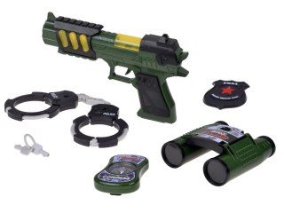 Zestaw Małego Żołnierza Pistolet Światło Dźwięk Lornetka Kajdanki ZA6316