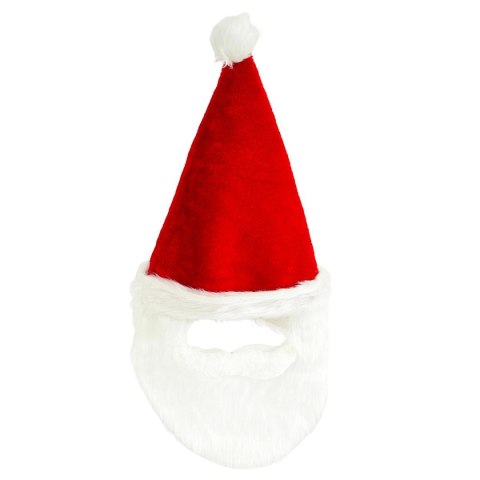 CZAPKA MIKOŁAJA Z BRODĄ 65CM