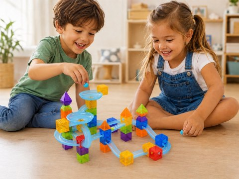 Klocki Magnetyczne Tor Kulkowy Kulodrom 75 Elementów Kulki ZA6315
