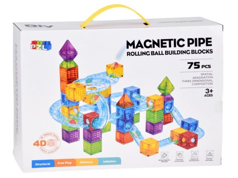 Klocki Magnetyczne Tor Kulkowy Kulodrom 75 Elementów Kulki ZA6315