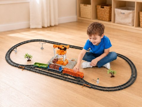 Kolejka Elektryczna Pociąg Tory 300 cm Wagony Dźwig Zwrotnice RC0783