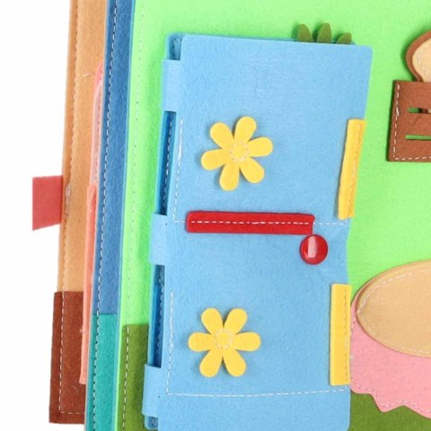 Książeczka sensoryczna edukacyjna filcowa 3D manipulacyjna ruchome elementy dom