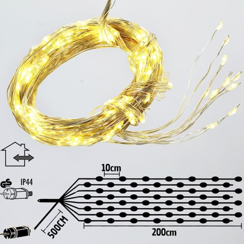 LAMPKI CHOINKOWE KASKADA ŚWIETLNA WATERFALL 200 LED CIEPŁY BIAŁY