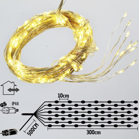 LAMPKI CHOINKOWE KASKADA ŚWIETLNA WATERFALL 300 LED CIEPŁY BIAŁY