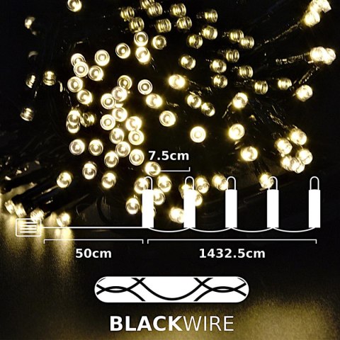 LAMPKI CHOINKOWE ŁAŃCUCH ŚWIETLNY NA BATERIE 8 TRYBÓW 192 LED TIMER CIEPŁY BIAŁY
