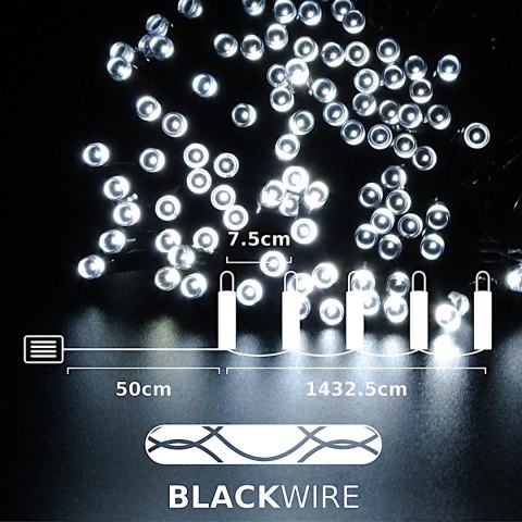 LAMPKI CHOINKOWE ŁAŃCUCH ŚWIETLNY NA BATERIE 8 TRYBÓW 192 LED TIMER ZIMNY BIAŁY