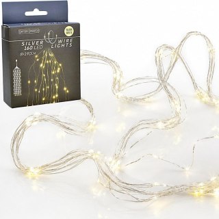 LAMPKI DRUCIKI NA BATERIE KASKADA 160 LED CIEPŁY BIAŁY