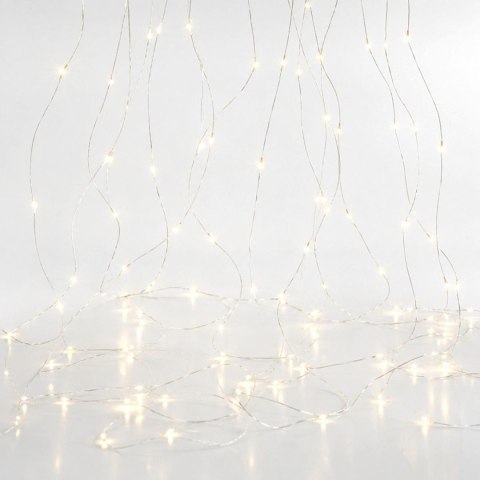 LAMPKI DRUCIKI NA BATERIE KASKADA 160 LED CIEPŁY BIAŁY