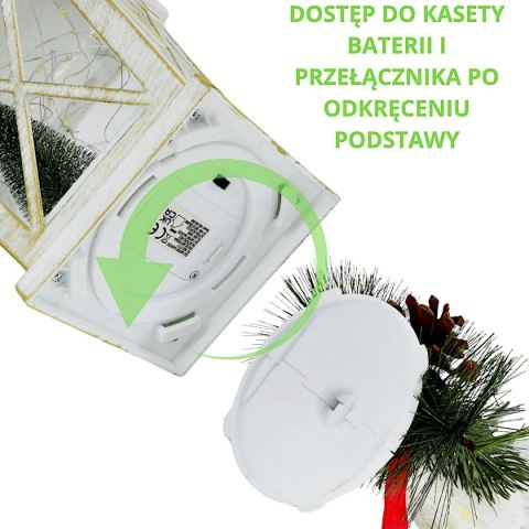LATARNIA LAMPION DEKORACYJNY 48CM Z MIKOŁAJEM BIAŁY