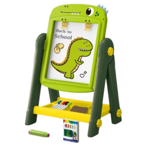 Tablica Dwustronna Magnetyczna Suchościeralna Dinozaur Zielona Akcesoria