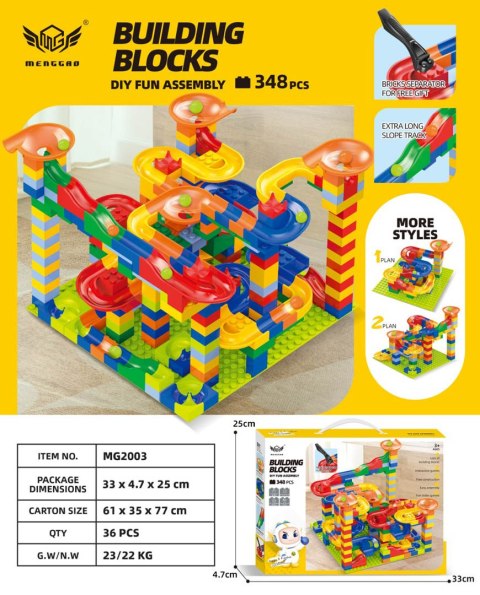Zestaw Kolorowych Klocków Tor Kulka 348el.