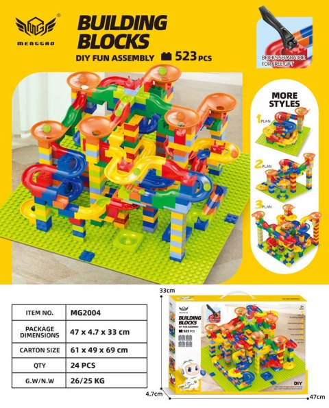 Zestaw Kolorowych Klocków Tor Kulka 523el.