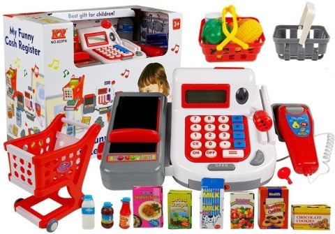 Zestaw Sklepowy Kasa Fiskalna Z Wózkiem Koszyki Akcesoria Spożywcze