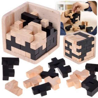 Drewniana Kostka Logiczna Tetris Układanka Przestrzenna Łamigłówka ZA6610