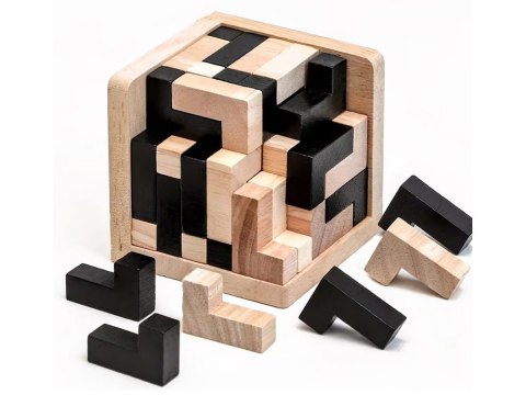 Drewniana Kostka Logiczna Tetris Układanka Przestrzenna Łamigłówka ZA6610