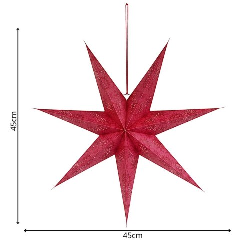GWIAZDA DEKORACYJNA PAPIEROWA 45CM CZERWONA