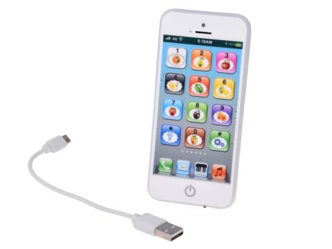 Interaktywny Telefon Smartfon dla Dzieci 8 Trybów Światło Dźwięk USB ZA6421