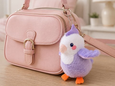 Pluszowy Ptaszek Liliowa Lilka z Piszczałką Zawieszka 13 cm ZA6426