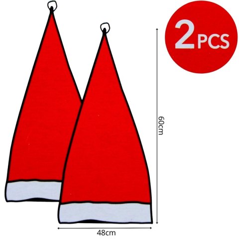 ZESTAW POKROWCÓW NA KRZESŁO 2 CZAPKI MIKOŁAJA 48X60CM CZERWONY