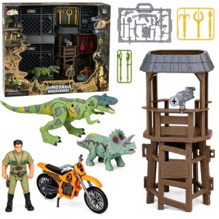 Baza Badawcza Dinozaurów Zestaw Figurki Dinozaury Wieża Klatka Akcesoria