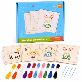 Drewniana przeplatanka Montessori - zestaw 4 szablony + mulina ZA6543