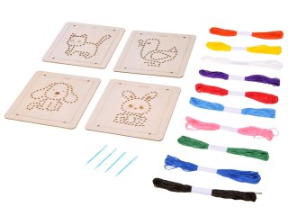 Drewniana przeplatanka Montessori - zestaw 4 szablony + mulina ZA6543