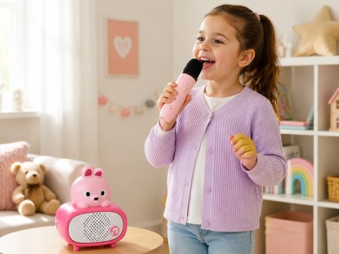 Interaktywny Mikrofon Karaoke Bluetooth Głośnik Króliczek Muzyka IN0193