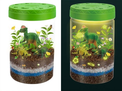 Oświetlony OGRÓD DINOZAURÓW 3w1 terrarium, lampka, uprawa roślin DIY ZA6567