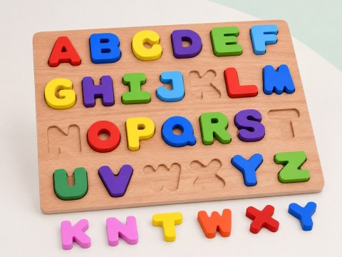 Puzzle drewniane ALFABET LITERKI układanka edukacyjna - 26 ele ZA6575