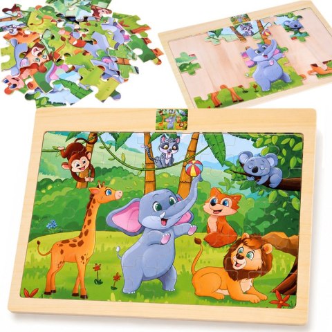 Puzzle drewniane DZIKIE ZWIERZĘTA układanka 40 ele ZA6571