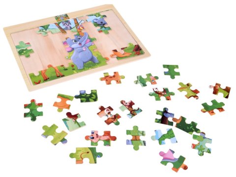 Puzzle drewniane DZIKIE ZWIERZĘTA układanka 40 ele ZA6571