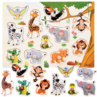Puzzle drewniane DŻUNGLA układanka z uchwytami - 11 elementów ZA6417