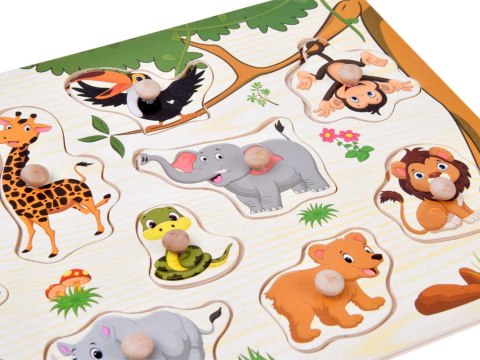 Puzzle drewniane DŻUNGLA układanka z uchwytami - 11 elementów ZA6417