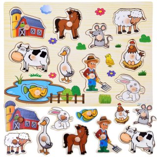 Puzzle drewniane FARMA układanka z uchwytami - 10 elementów ZA6416