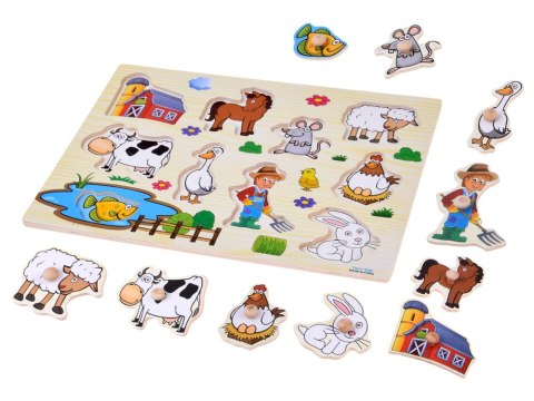 Puzzle drewniane FARMA układanka z uchwytami - 10 elementów ZA6416