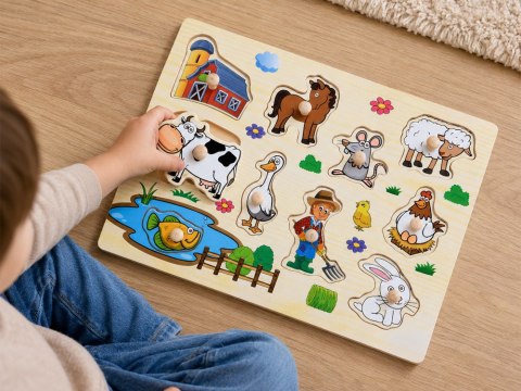 Puzzle drewniane FARMA układanka z uchwytami - 10 elementów ZA6416