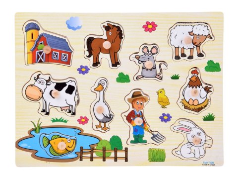 Puzzle drewniane FARMA układanka z uchwytami - 10 elementów ZA6416