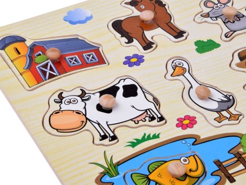 Puzzle drewniane FARMA układanka z uchwytami - 10 elementów ZA6416