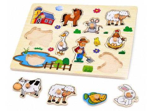 Puzzle drewniane FARMA układanka z uchwytami - 10 elementów ZA6416