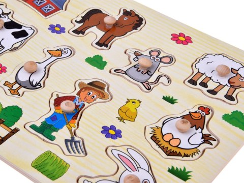 Puzzle drewniane FARMA układanka z uchwytami - 10 elementów ZA6416
