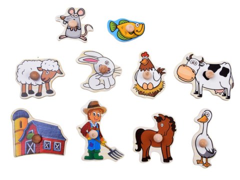 Puzzle drewniane FARMA układanka z uchwytami - 10 elementów ZA6416