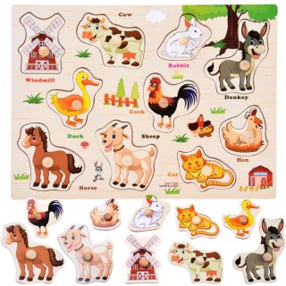 Puzzle drewniane FARMA układanka z uchwytami i ang słówkami - 10 ele ZA6418