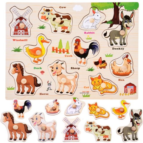Puzzle drewniane FARMA układanka z uchwytami i ang słówkami - 10 ele ZA6418
