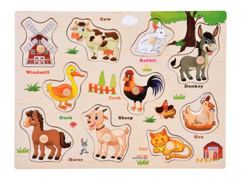 Puzzle drewniane FARMA układanka z uchwytami i ang słówkami - 10 ele ZA6418