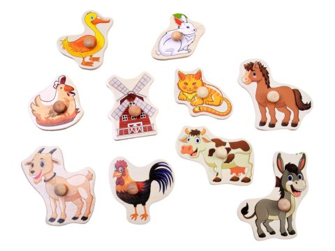 Puzzle drewniane FARMA układanka z uchwytami i ang słówkami - 10 ele ZA6418