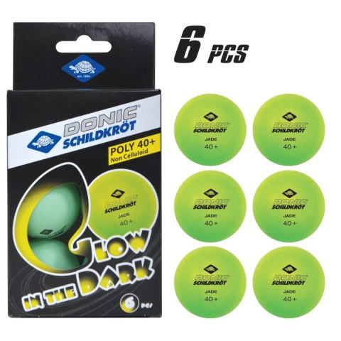 PIŁECZKI DO TENISA STOŁOWEGO GLOW IN THE DARK POLY 40 6SZT DONIC