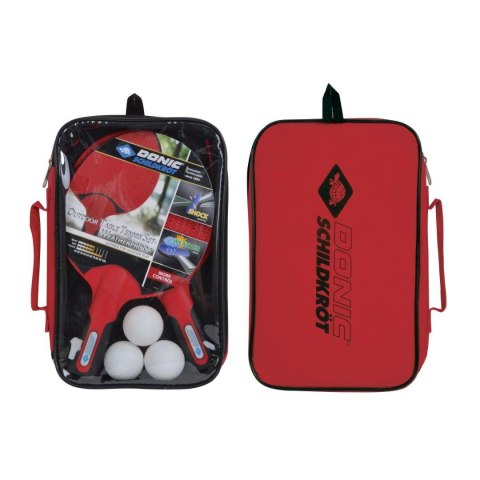 ZESTAW DO TENISA STOŁOWEGO OUTDOOR WEATHERPROOF 2 RAKIETKI 3 PIŁECZKI DONIC