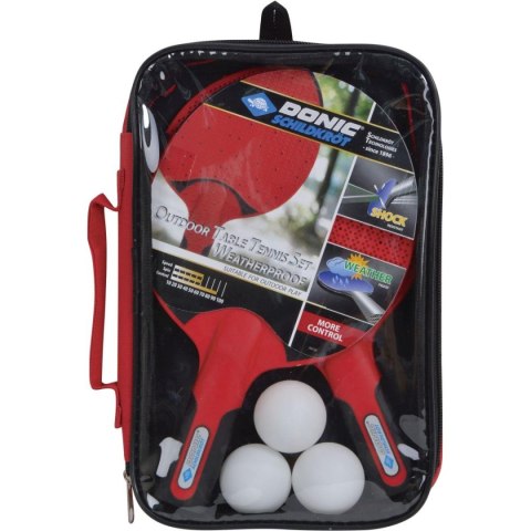 ZESTAW DO TENISA STOŁOWEGO OUTDOOR WEATHERPROOF 2 RAKIETKI 3 PIŁECZKI DONIC