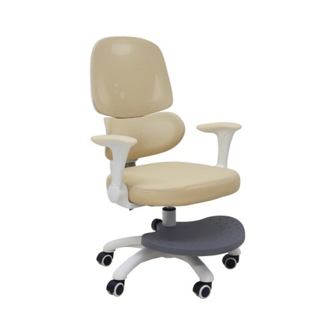 Krzesło do biurka dla dziecka fotel ergonomiczny obrotowy regulowany beżowy